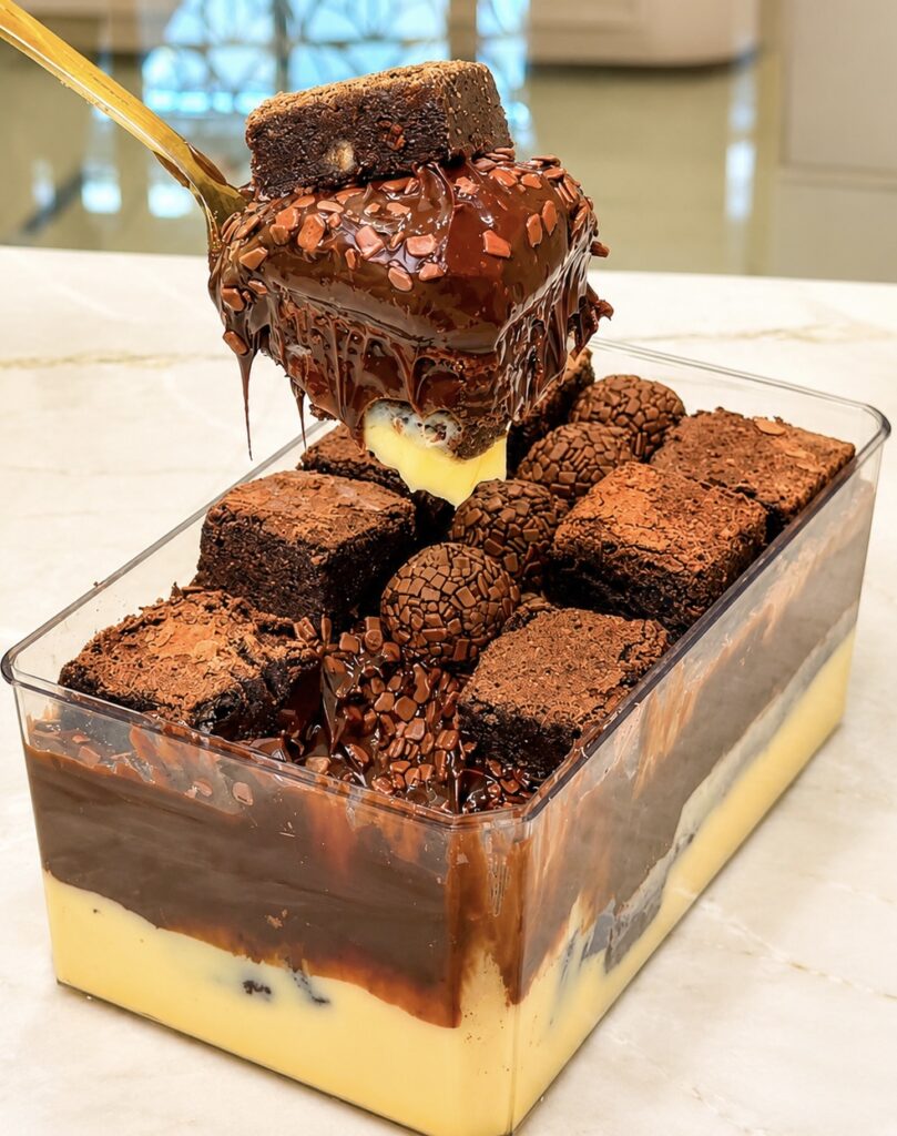 Travessa de Brownie da Silvia Ribeiro Doceria em Goiânia.